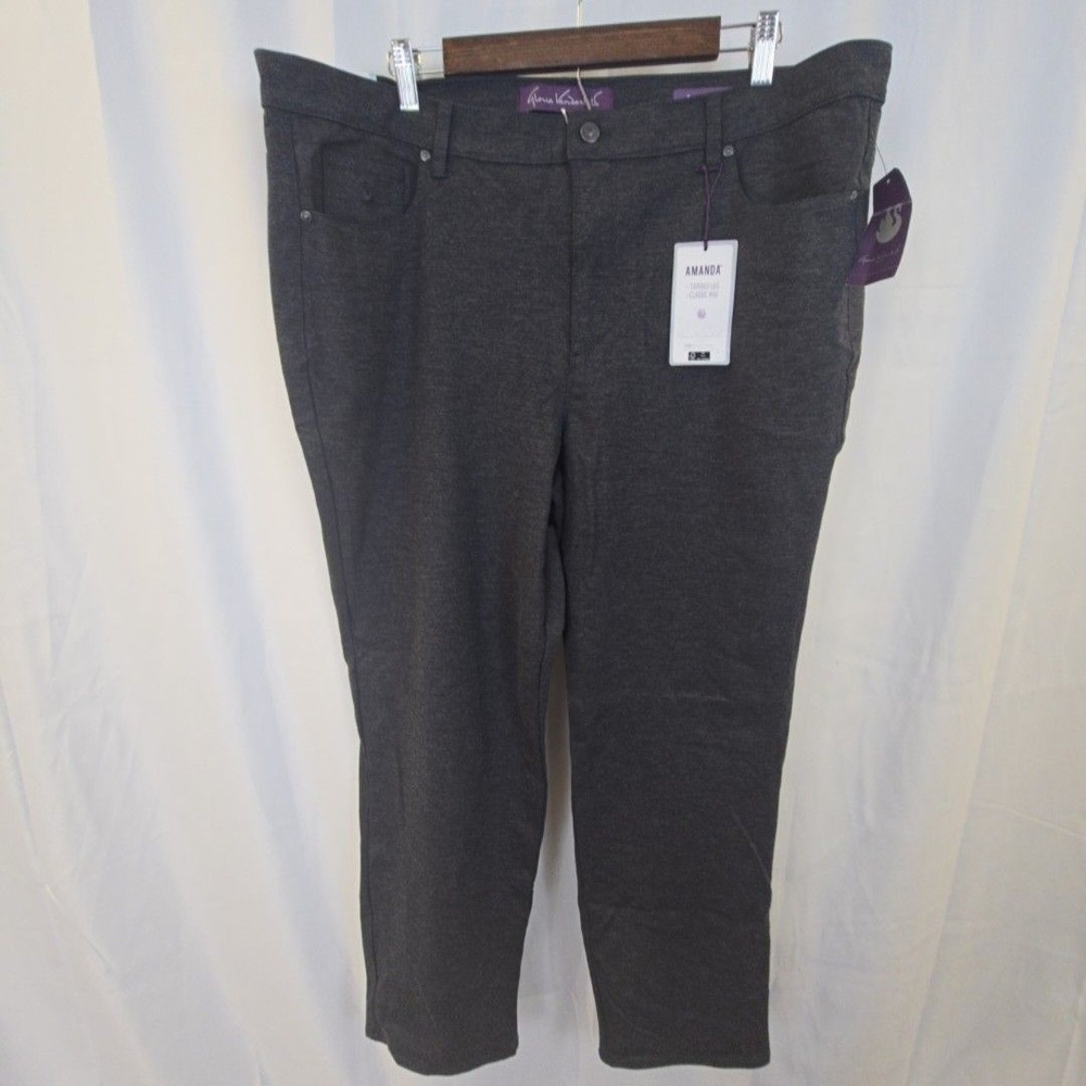 Gloria Vanderbilt Amanda Jeans Womens 20W Gray Dark Wash Tapered Stretch Ponte